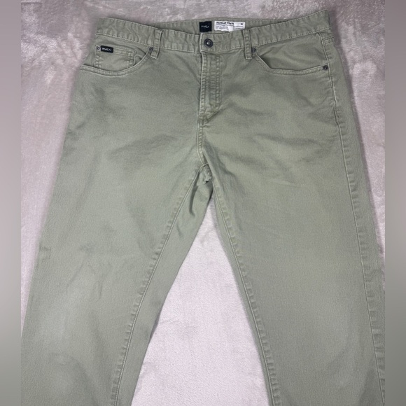 RVCA Men’s Daggers Denim Green Zip Fly Cotton Blend Tapered Skinny Jeans Size 36 - Picture 2 of 16